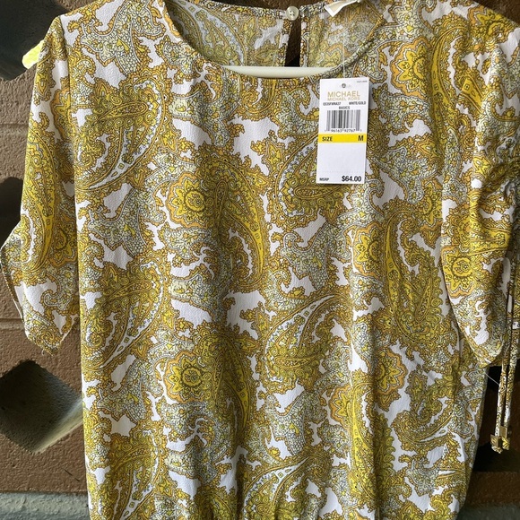 Michael Kors Yellow Gold Ruched Blouse - Picture 5 of 11